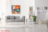 Sakura (80x80cm) - Danish Gallery - Moderne, abstrakte malerier. Online galleri med original, unik kunst til din bolig. 