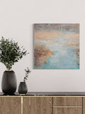 Turquoise Morning II (60x60cm) - Danish Gallery - Moderne, abstrakte malerier. Online galleri med original, unik kunst til din bolig. 
