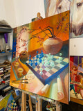 Sakura (80x80cm) - Danish Gallery - Moderne, abstrakte malerier. Online galleri med original, unik kunst til din bolig. 