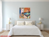 Sakura (80x80cm) - Danish Gallery - Moderne, abstrakte malerier. Online galleri med original, unik kunst til din bolig. 
