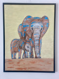 Elephants  (60x80cm) - Danish Gallery - Moderne, abstrakte malerier. Online galleri med original, unik kunst til din bolig. 
