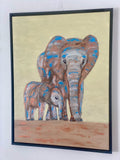 Elephants  (60x80cm) - Danish Gallery - Moderne, abstrakte malerier. Online galleri med original, unik kunst til din bolig. 