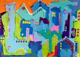 Happy Blue House ( 100x70 cm )
