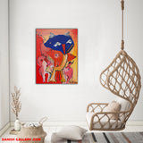 The blue pointed snout fits the flock (64x84cm)