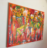 Harmonica, banjo and drums (120x90cm)